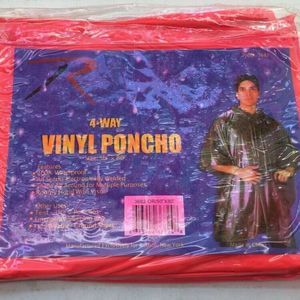 Rain Hooded Poncho Waterproof Heavy Vinyl Reusable